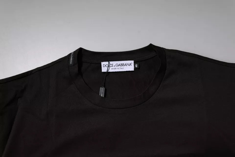 T-shirt ras du cou en coton marron foncé avec logo