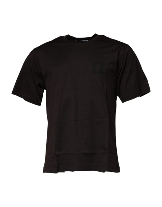T-shirt ras du cou en coton marron foncé avec logo