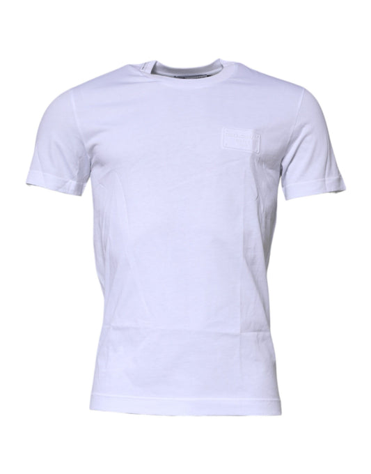 T-shirt ras du cou en coton avec plaque logo blanche