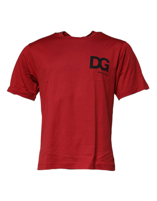 T-shirt ras du cou en coton rouge avec logo DG