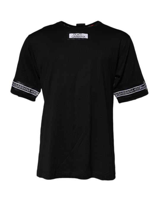 T-shirt ras du cou en coton noir #DGMILLENNIALS