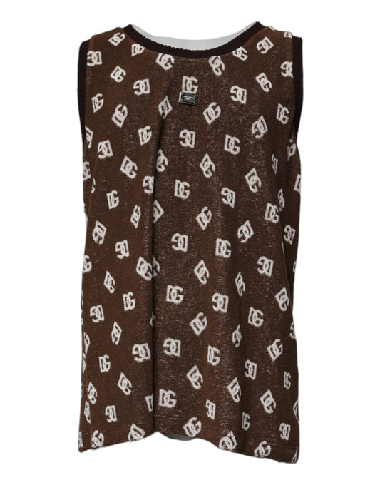 T-shirt ras du cou en coton avec logo monogramme marron