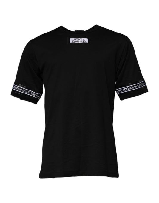 T-shirt ras du cou en coton noir #DGMILLENNIALS