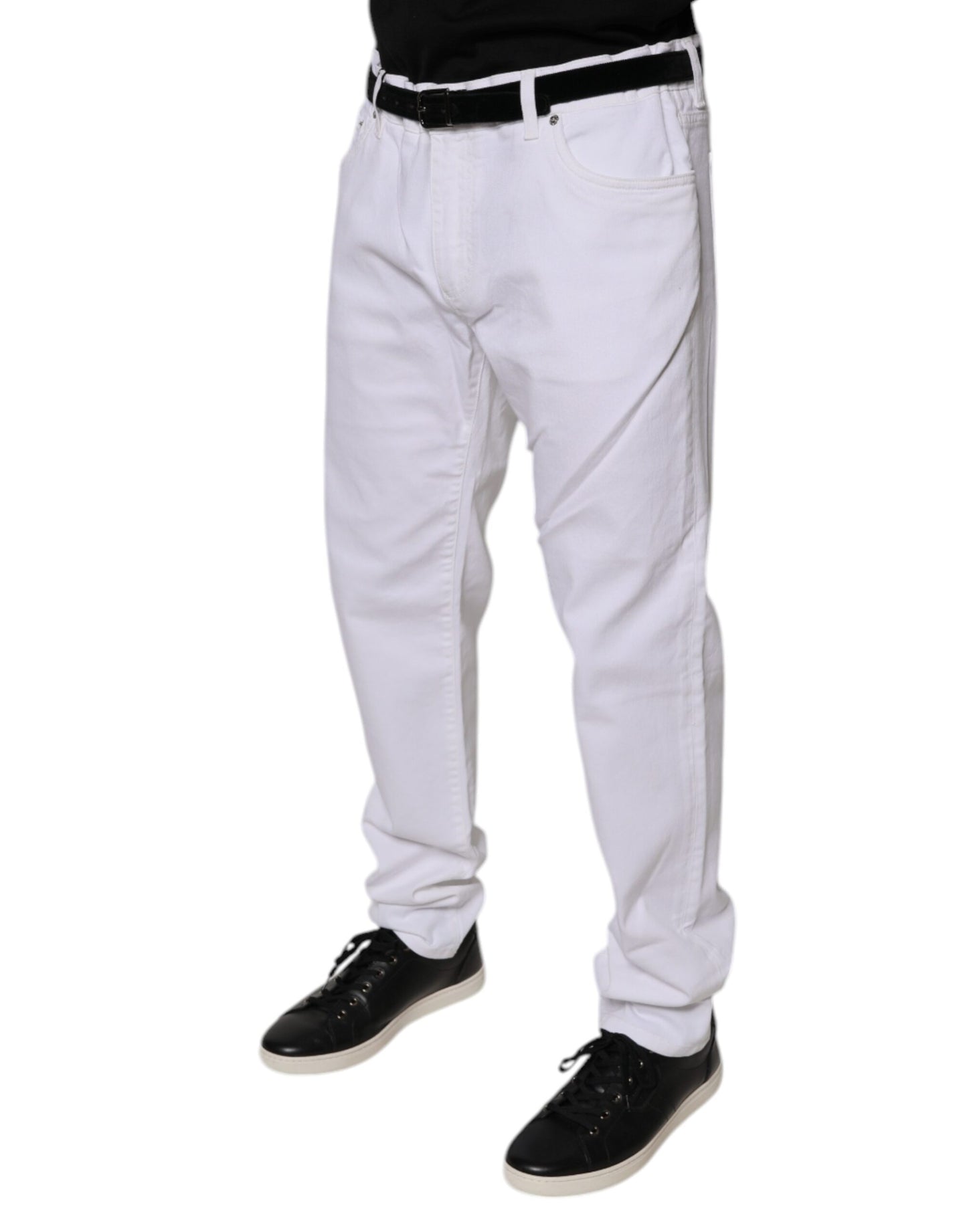 Jean skinny en coton stretch blanc pour homme