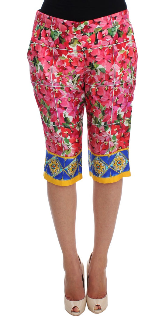 Pantalones cortos capri hasta la rodilla con estampado floral multicolor