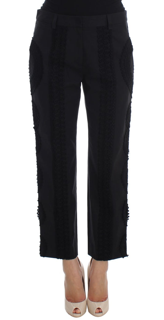 Pantalones capri Torero de algodón elástico negro