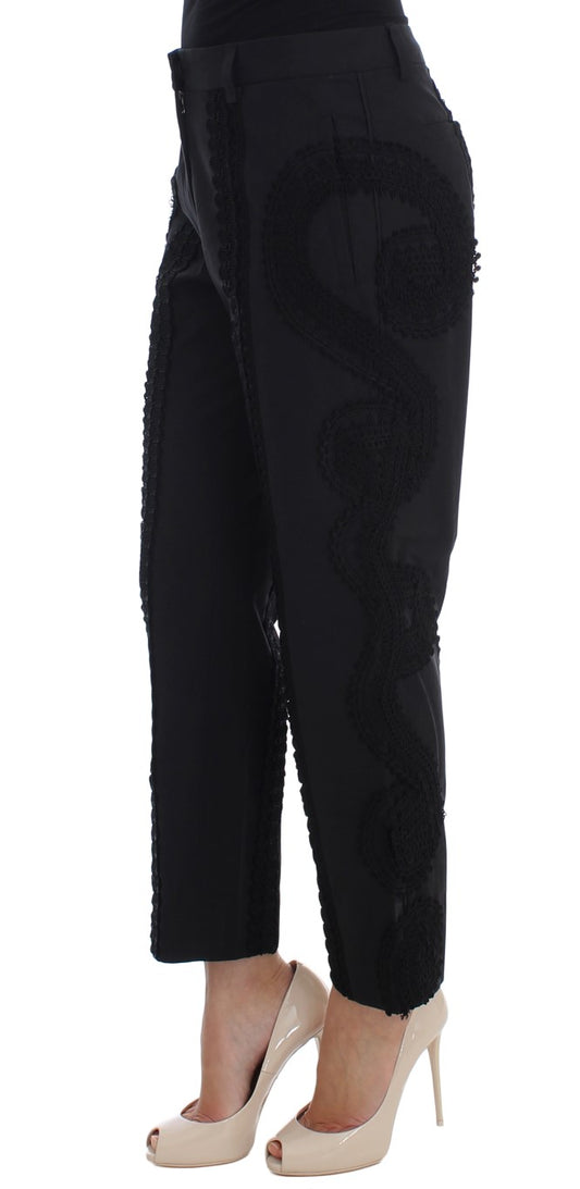 Pantalones capri Torero de algodón elástico negro