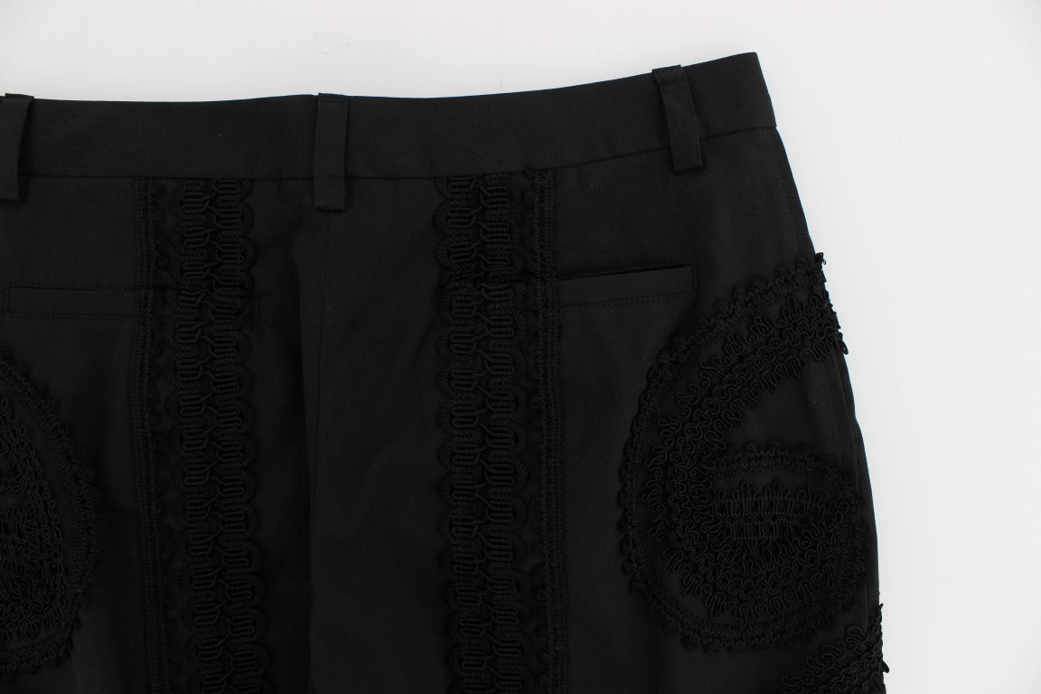 Pantalones capri Torero de algodón elástico negro