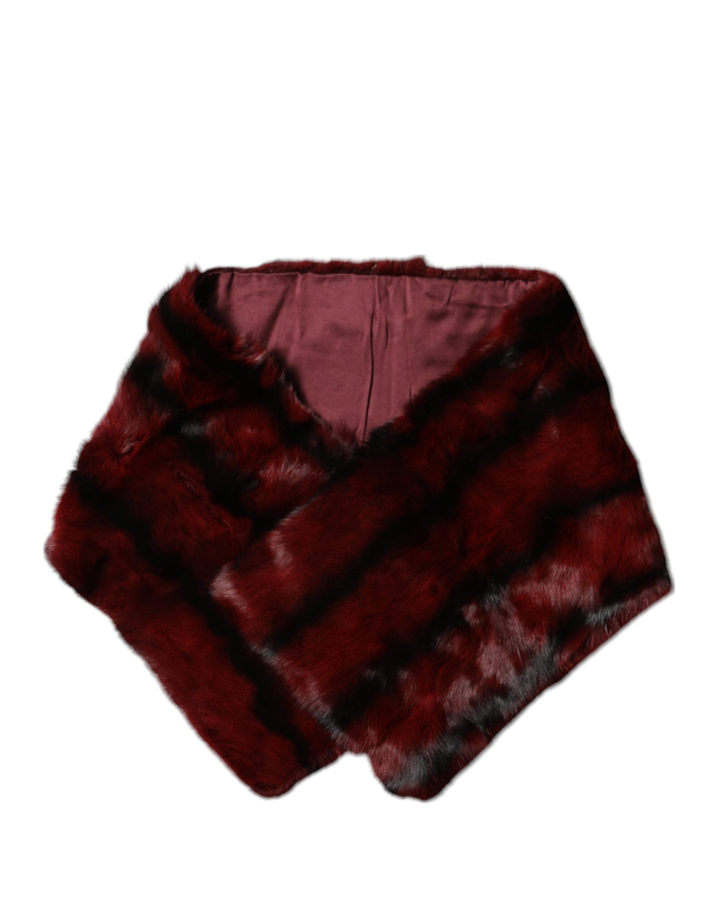 Écharpe châle en fourrure à rayures noires et rouges