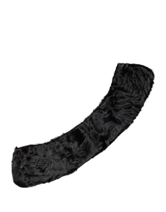 Bufanda de cuello para mujer con cuello de piel de cordero negra