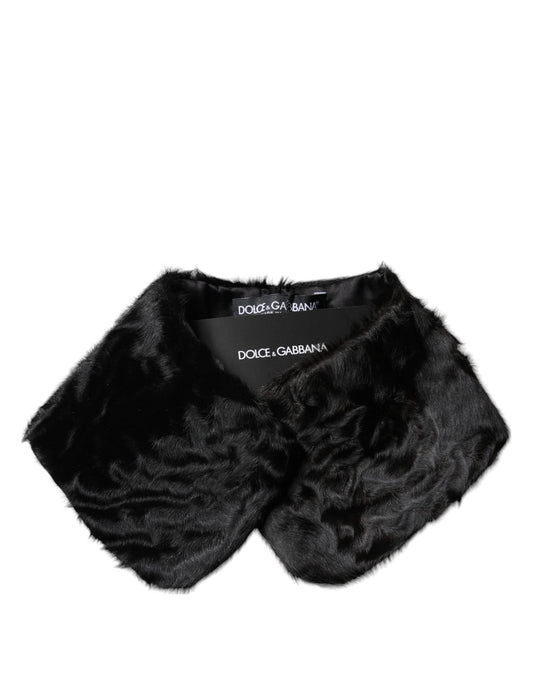 Bufanda de cuello para mujer con cuello de piel de cordero negra