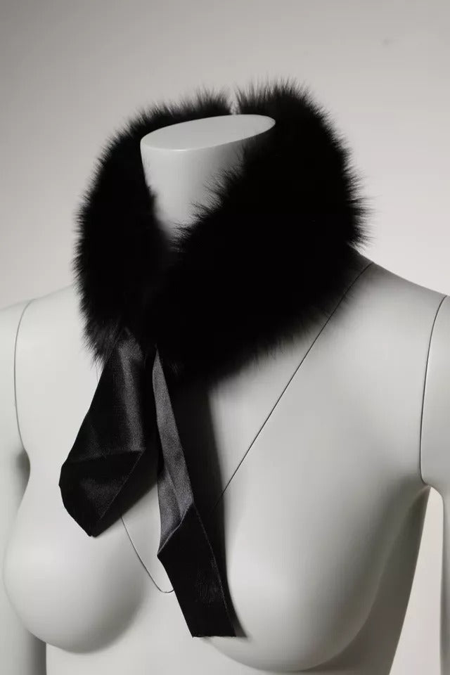 Écharpe châle en fourrure noire avec col et épaule