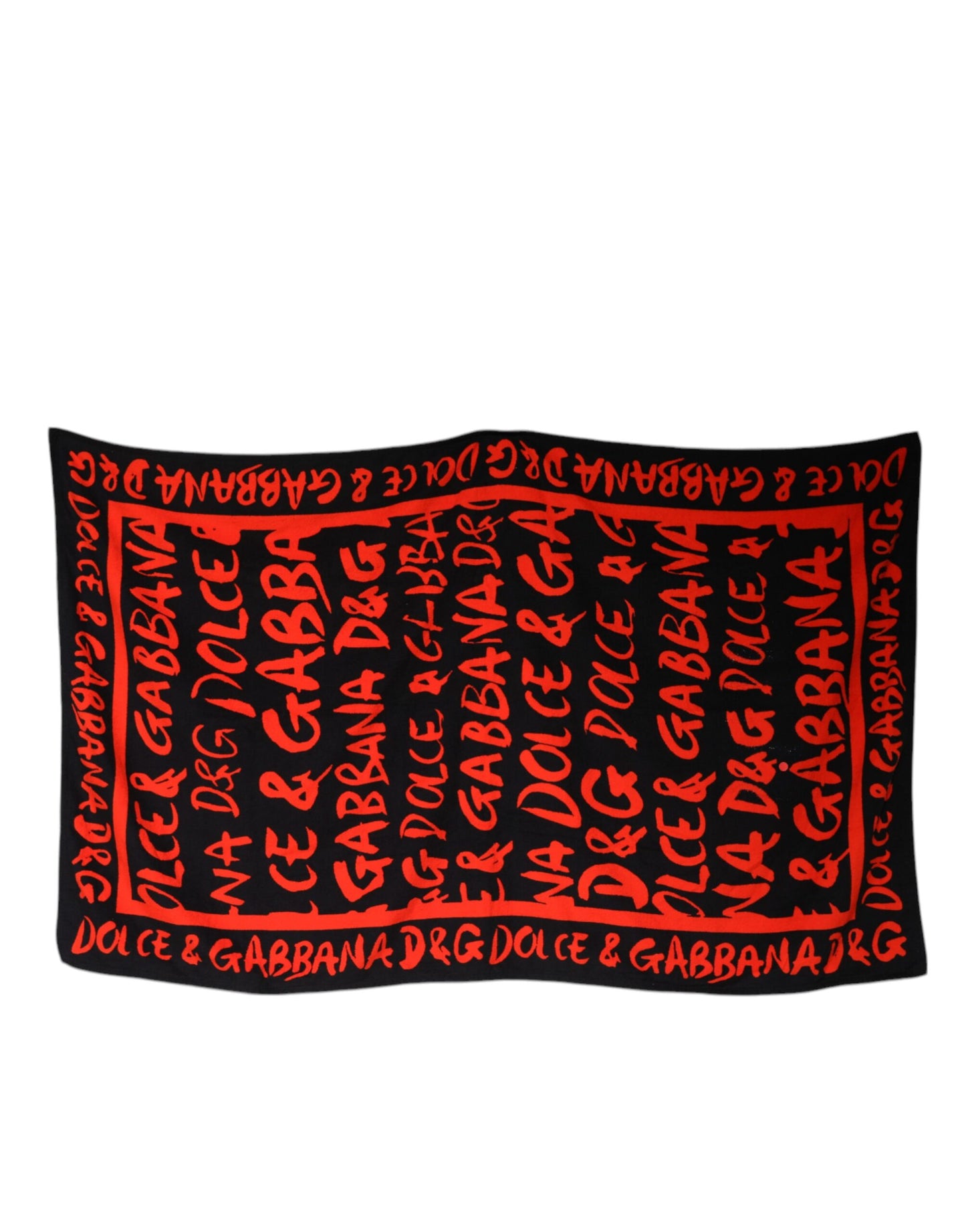 Serviette de plage en coton avec logo imprimé noir et rouge