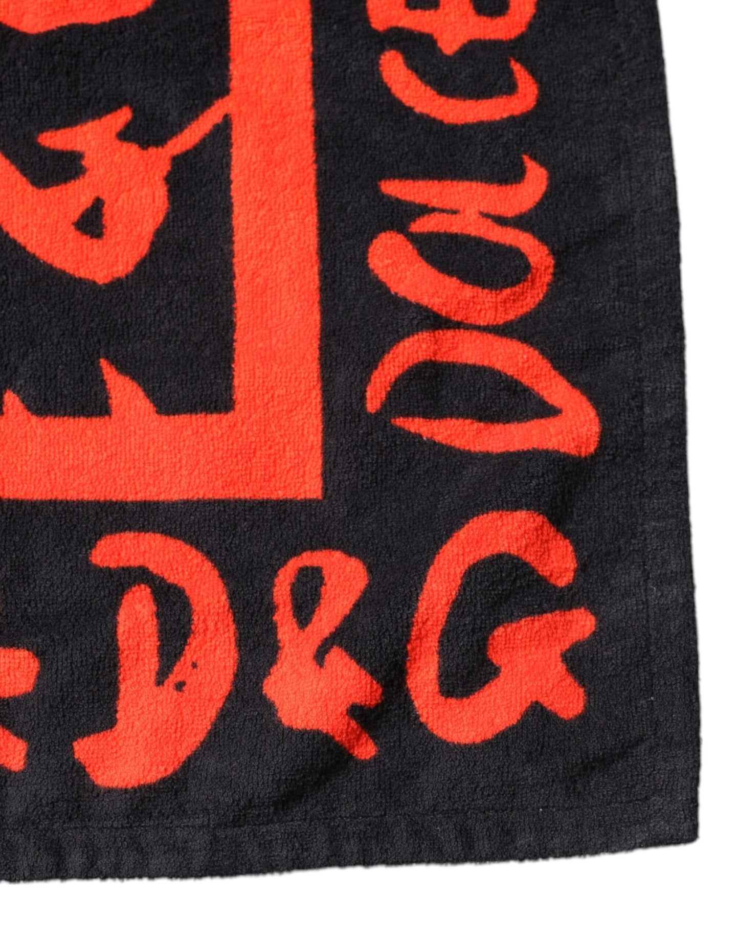 Serviette de plage en coton avec logo imprimé noir et rouge