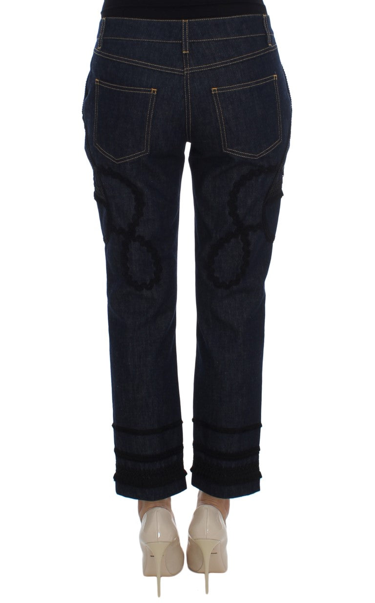 Vaqueros capri torero de algodón y mezclilla azul