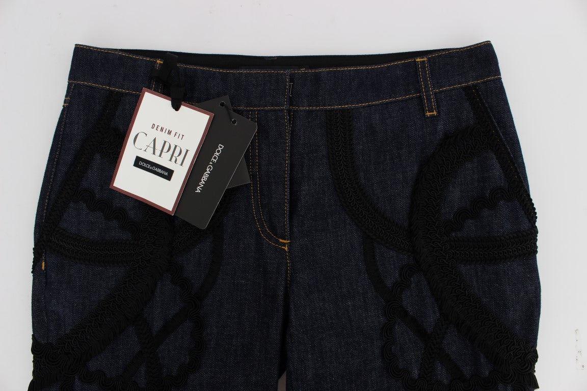 Vaqueros capri torero de algodón y mezclilla azul
