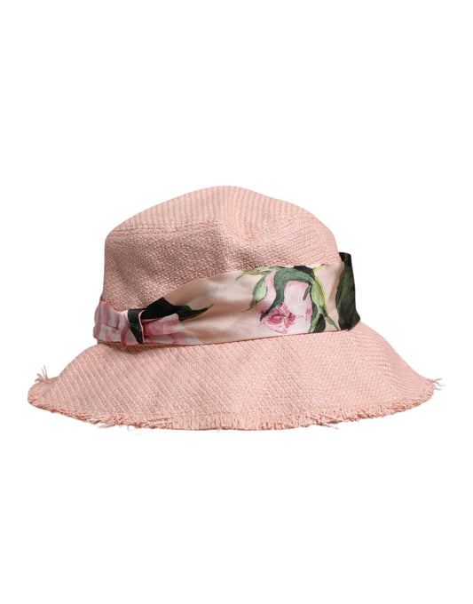 Pink Cotton Wide Brim Bucket Hat