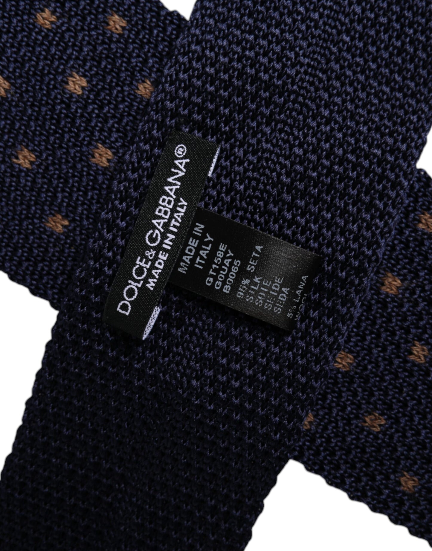 Corbata ajustable de seda con lunares azules