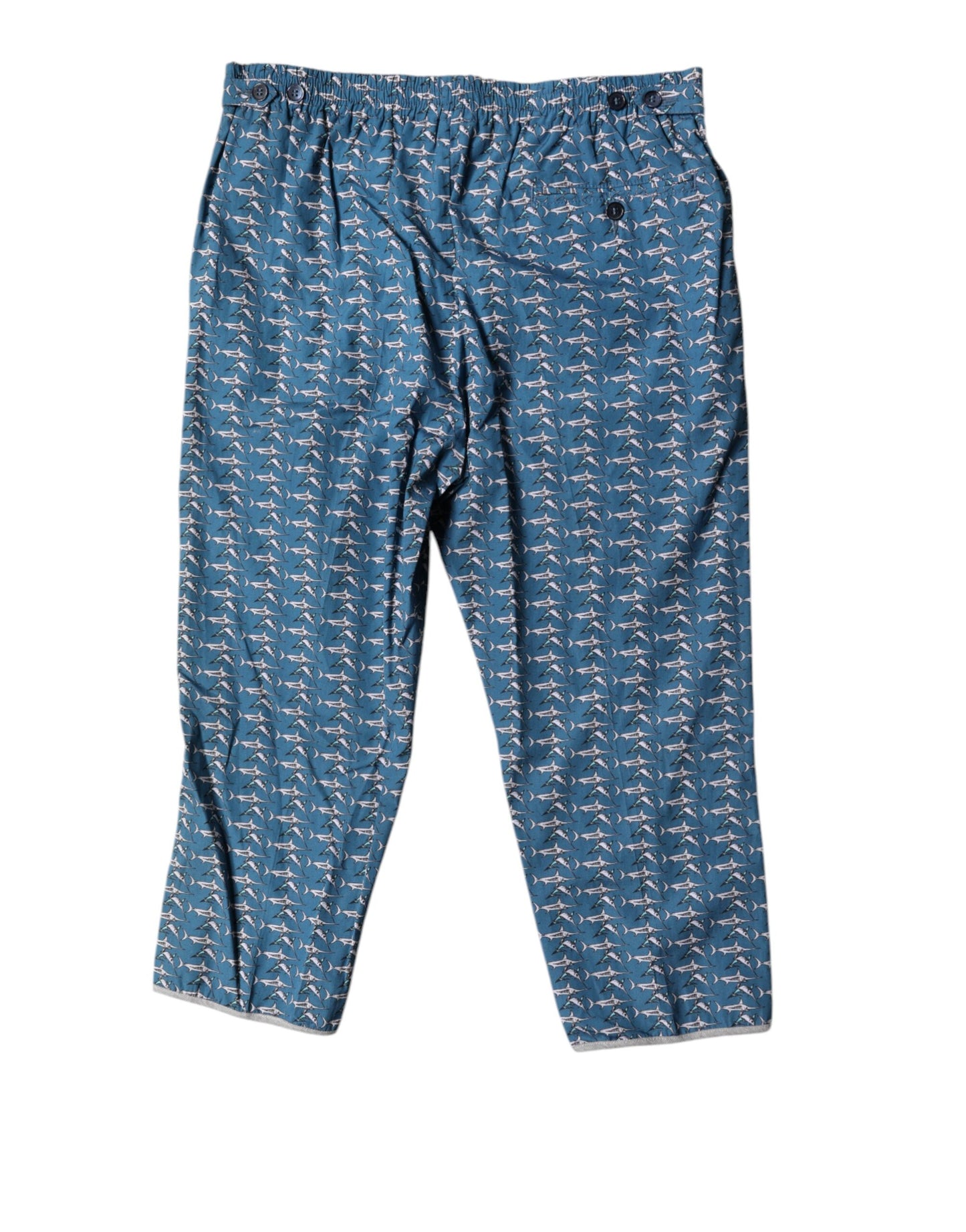 Traje de baño de playa corto con estampado de tiburón azul