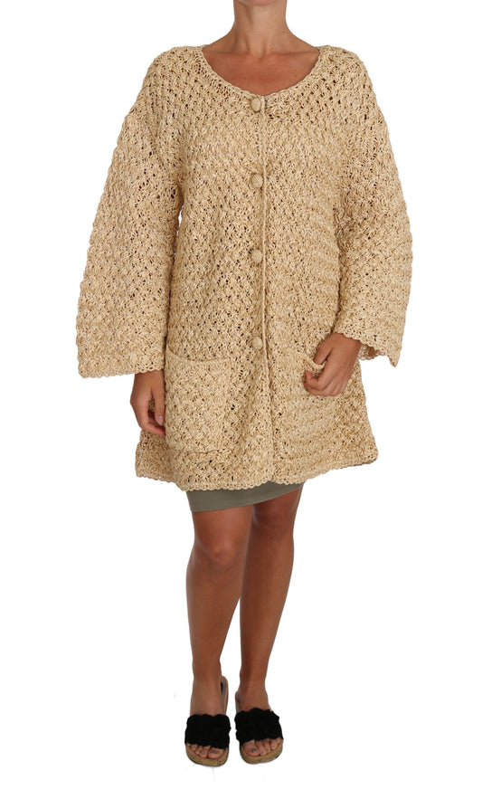 Suéter de rafia tejido a crochet en color beige