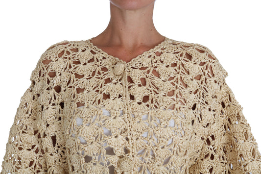 Suéter de rafia tejido a crochet en color beige