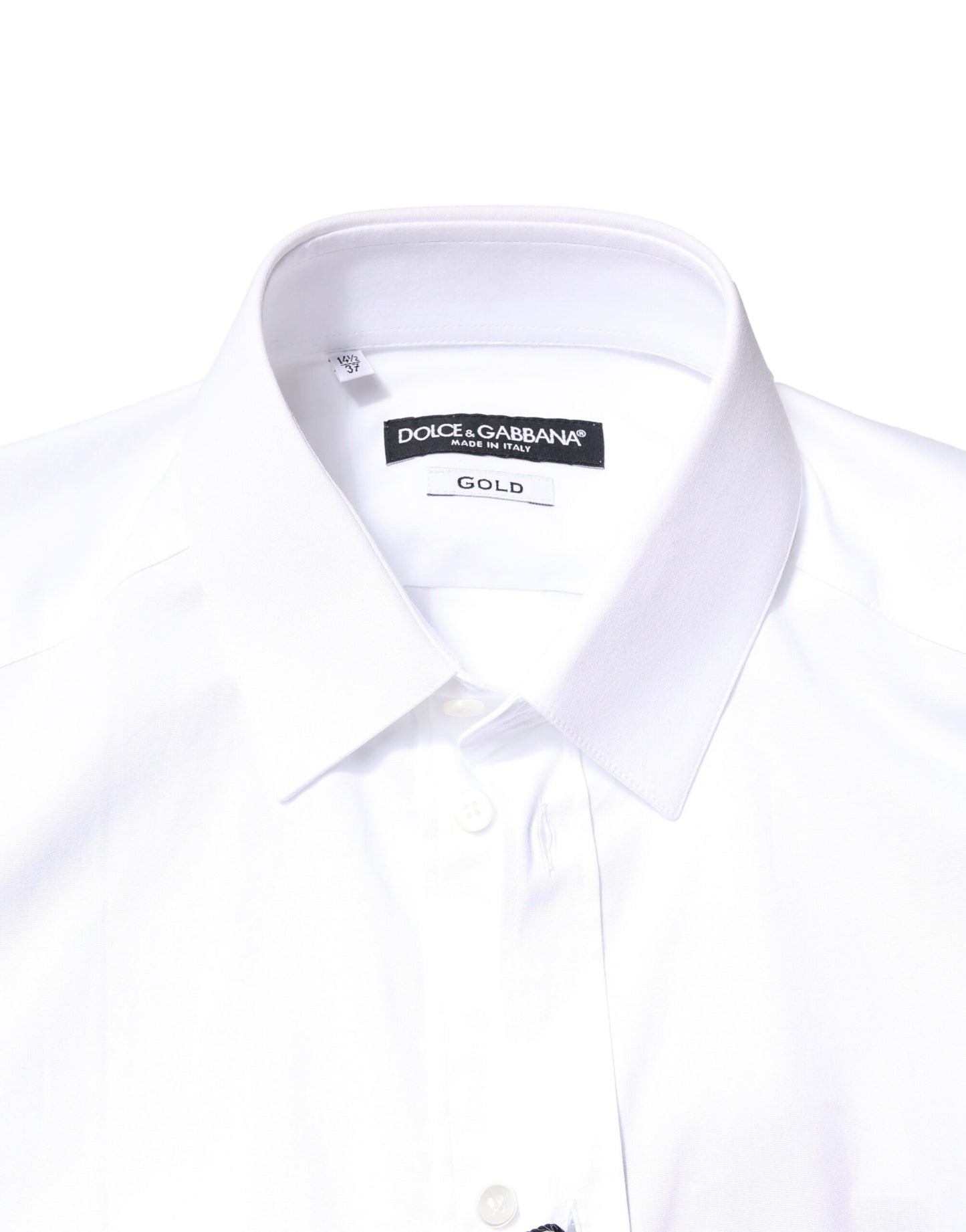 Camisa de vestir de manga larga de algodón blanco dorado