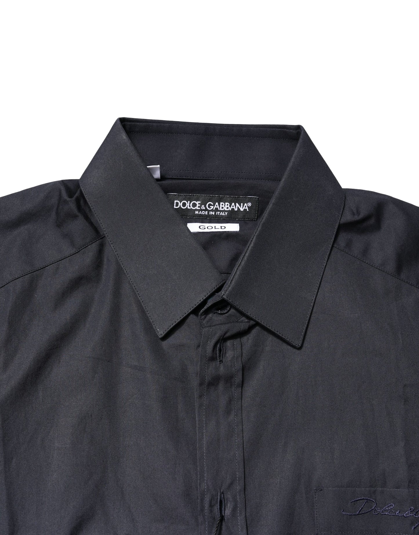Camisa de vestir de manga larga de algodón azul oscuro dorado