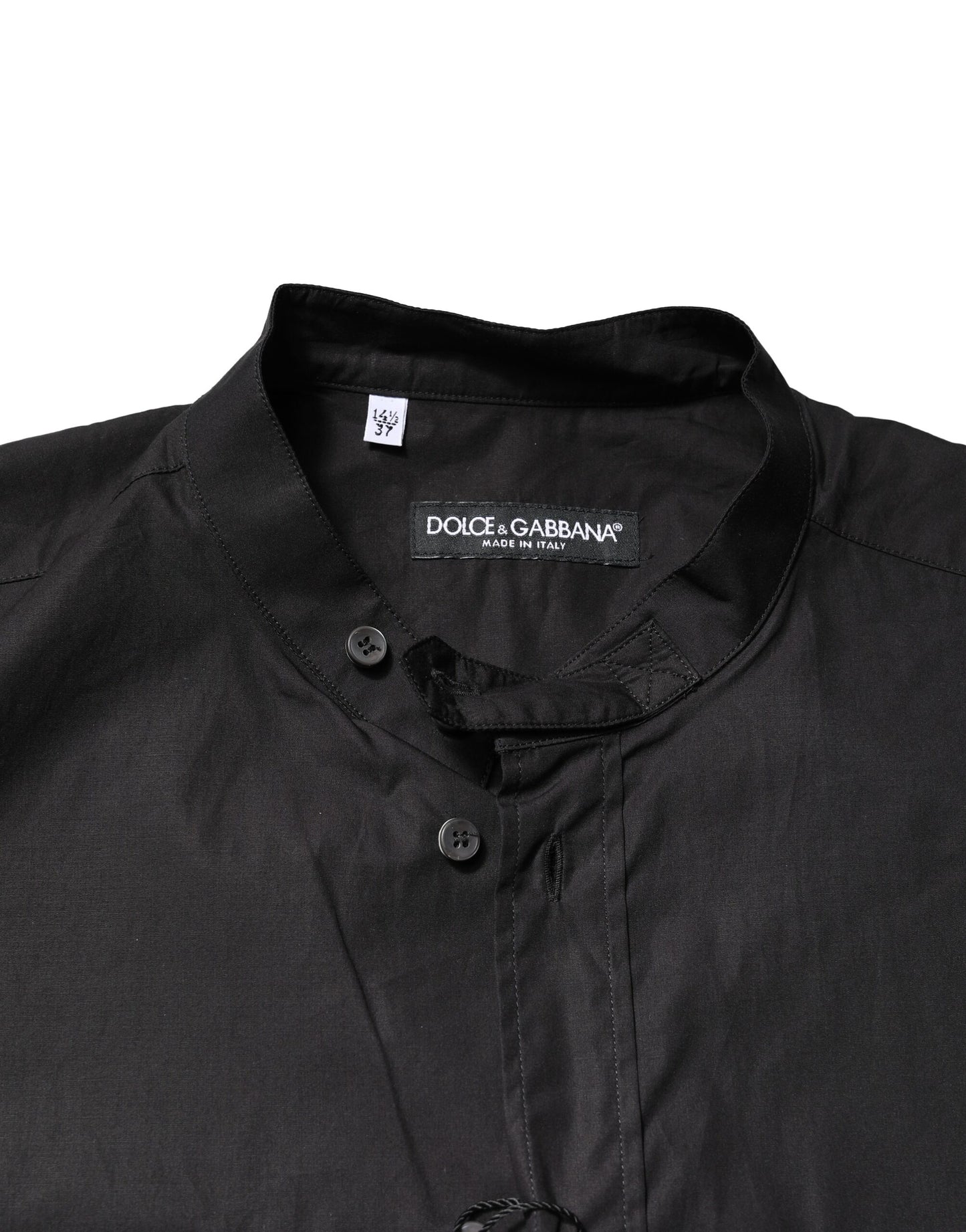 Camisa informal de algodón negra con botones para hombre