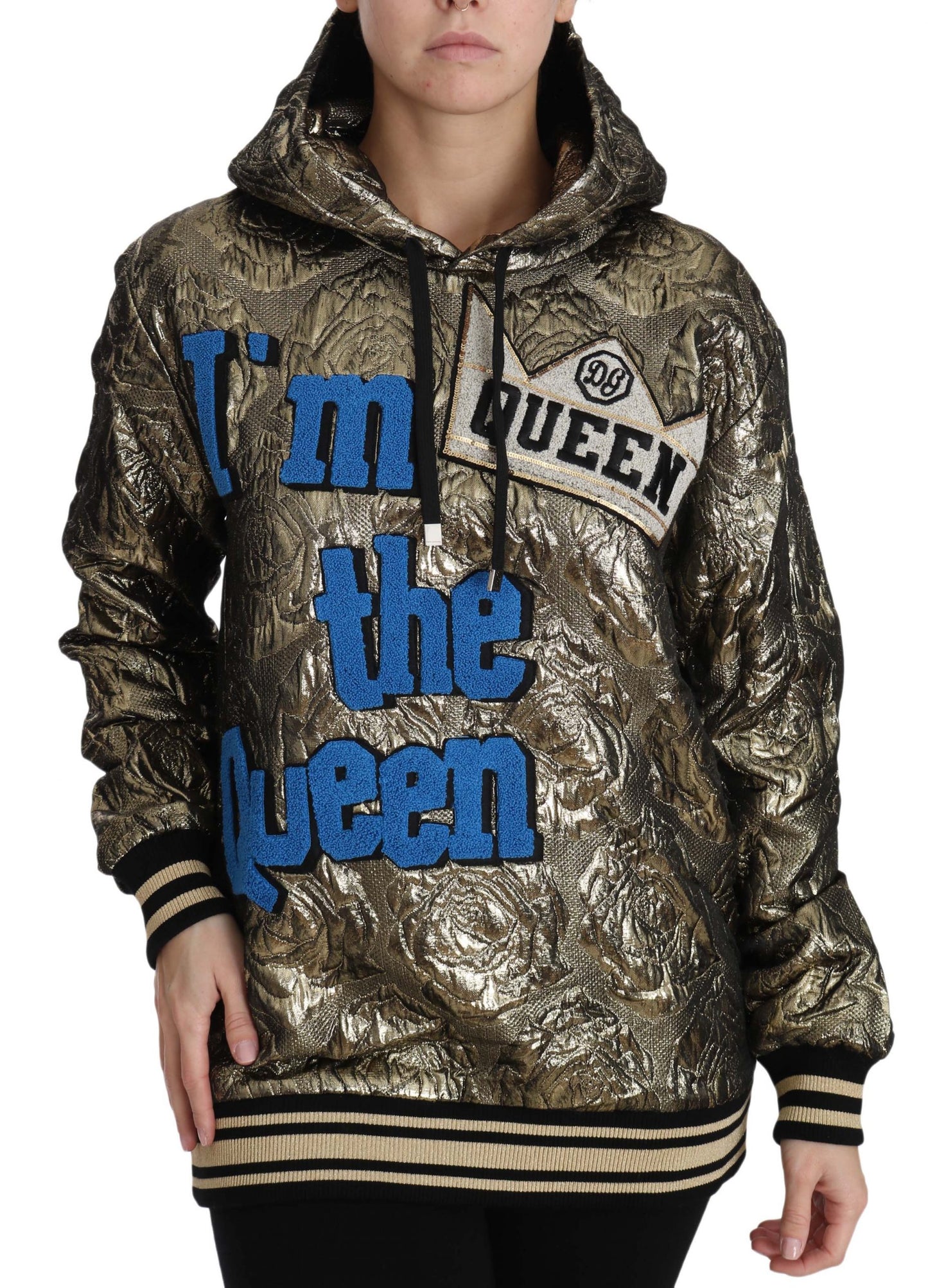 Sudadera con capucha dorada de Jacquard "Im The Queen"