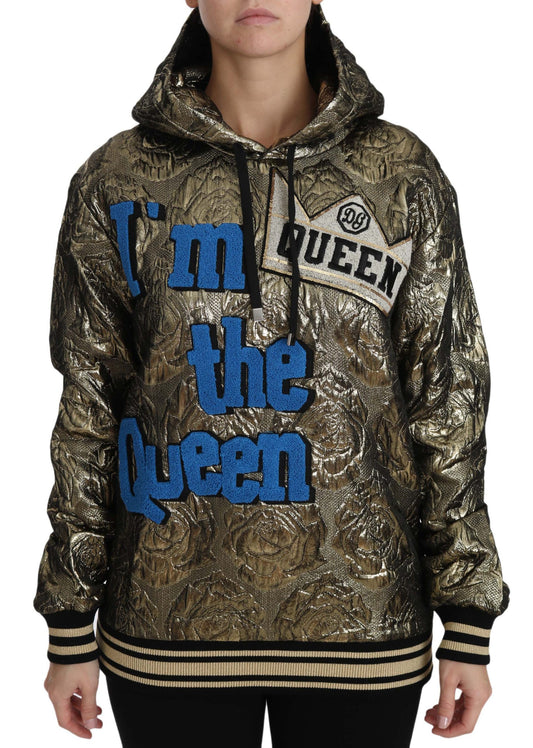 Sudadera con capucha dorada de Jacquard "Im The Queen"