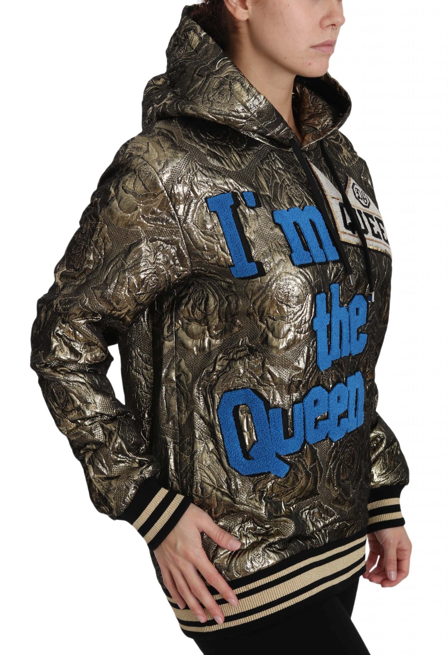 Sudadera con capucha dorada de Jacquard "Im The Queen"