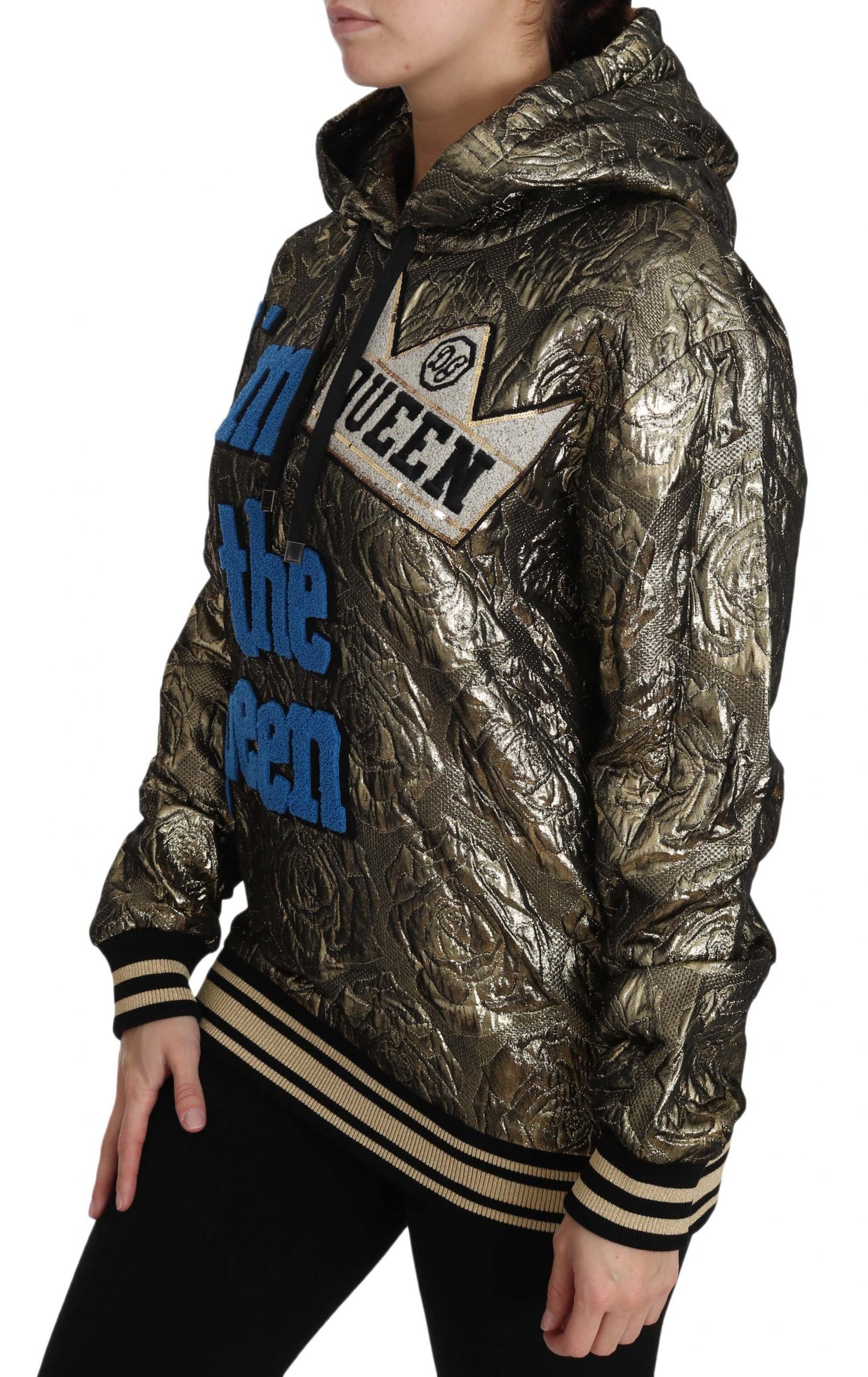 Sudadera con capucha dorada de Jacquard "Im The Queen"