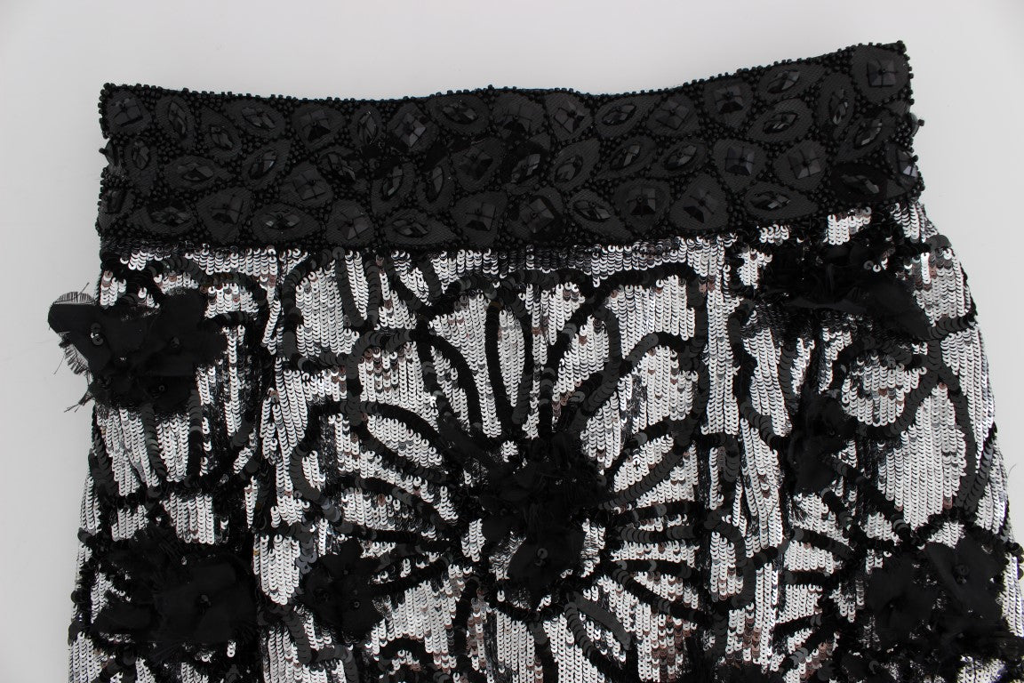 Mini shorts negros con lentejuelas de cristal 