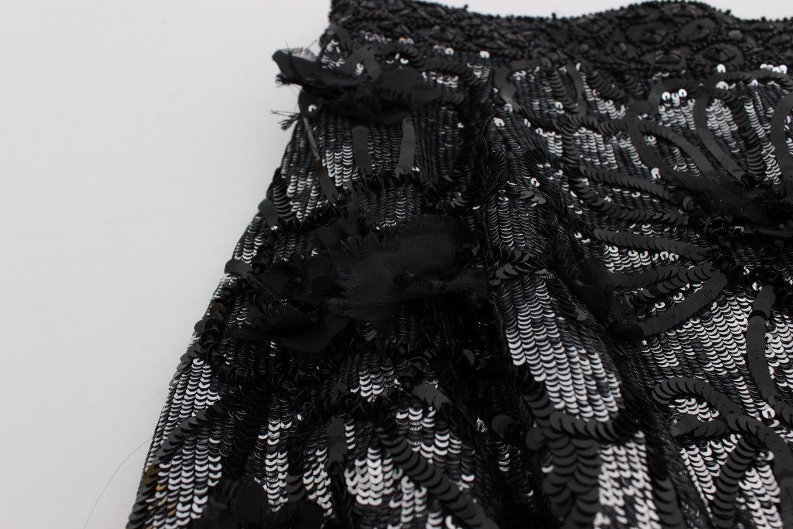 Mini shorts negros con lentejuelas de cristal 
