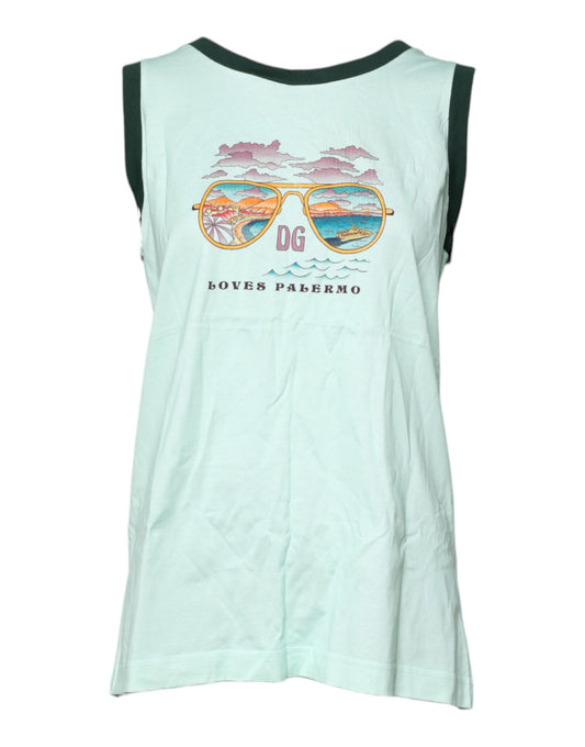 Camiseta sin mangas con estampado gráfico verde claro