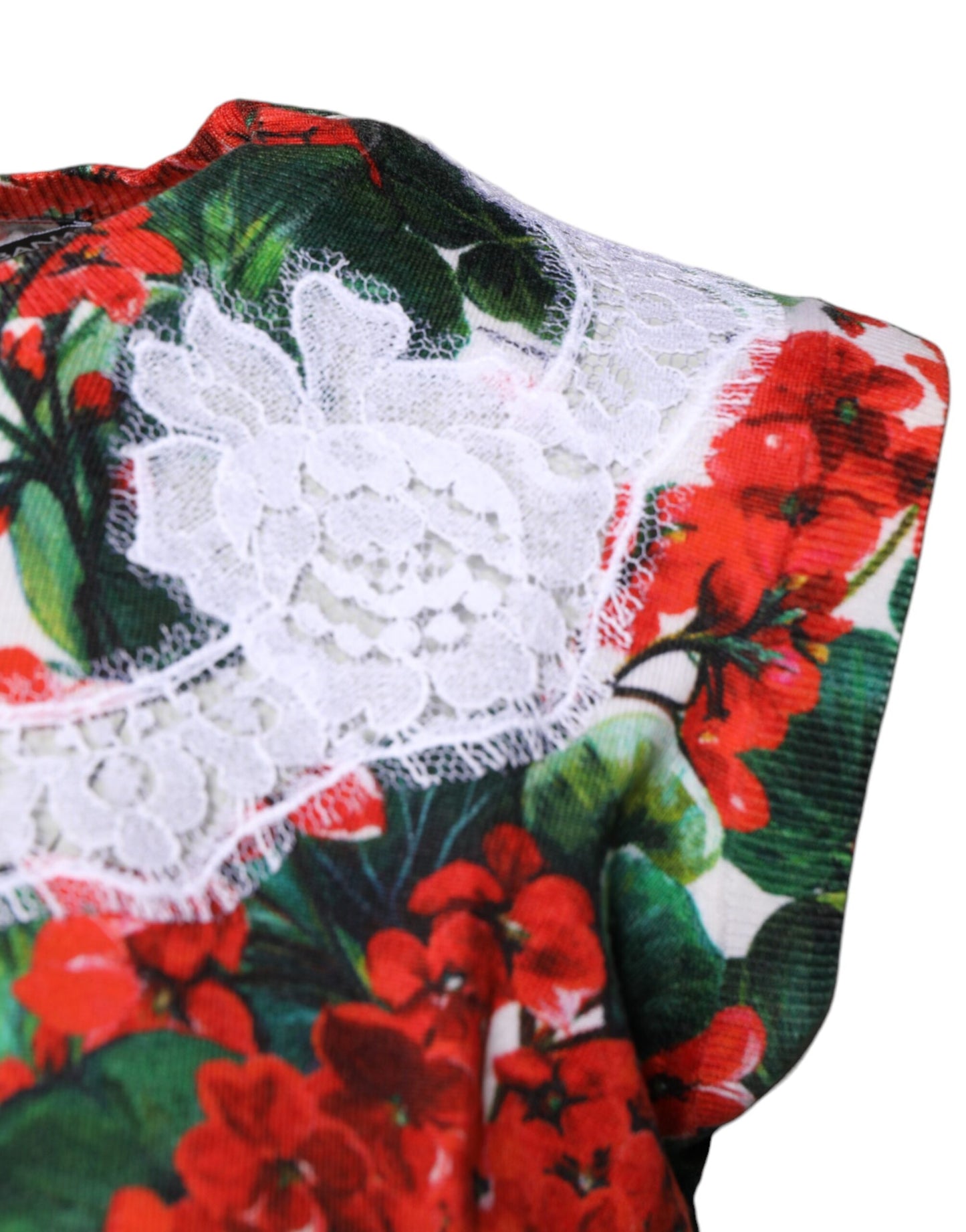 Camiseta sin mangas con encaje floral multicolor