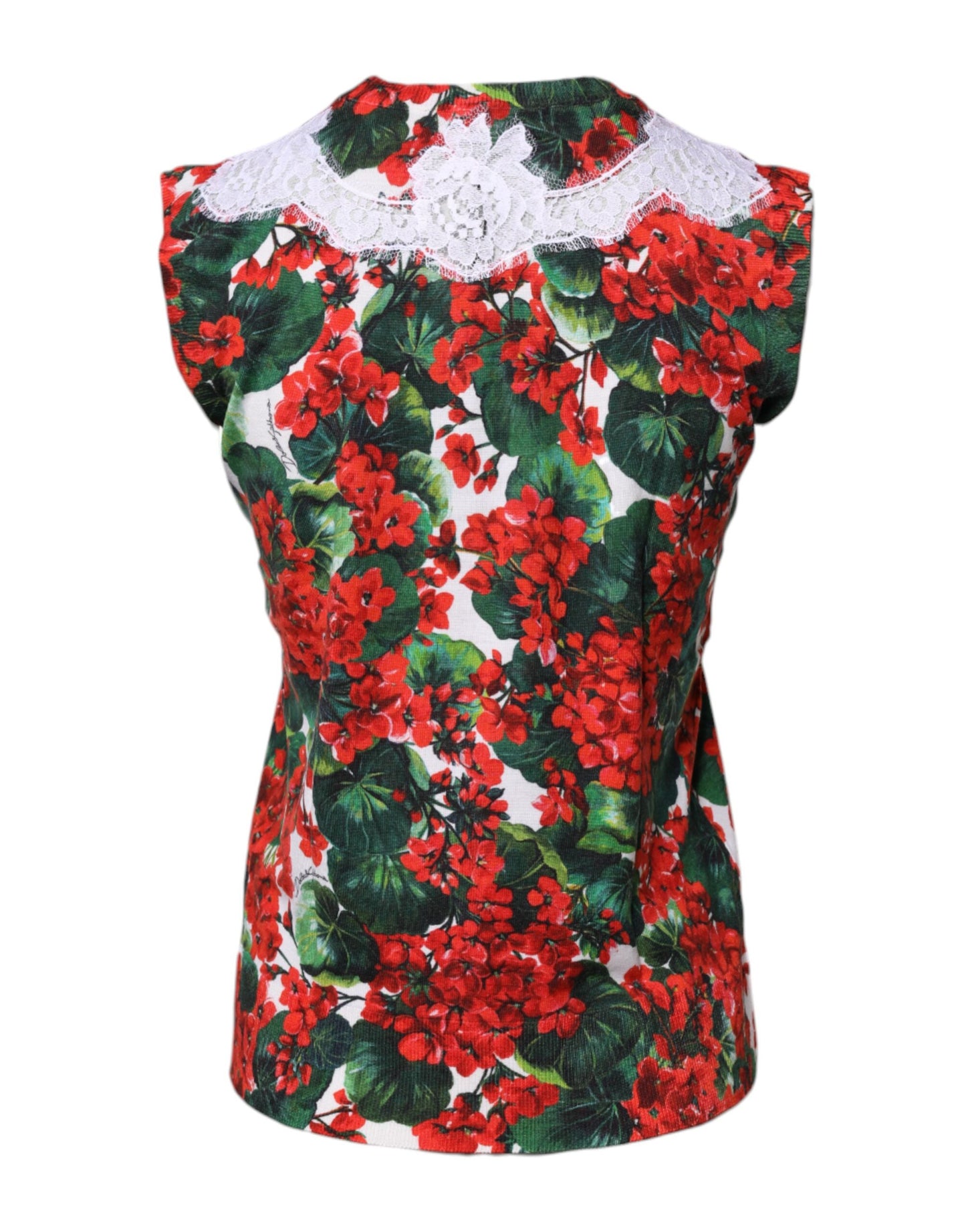 Camiseta sin mangas con encaje floral multicolor