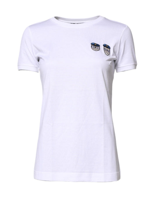 Camiseta blanca de algodón con cuello redondo #DGFamily