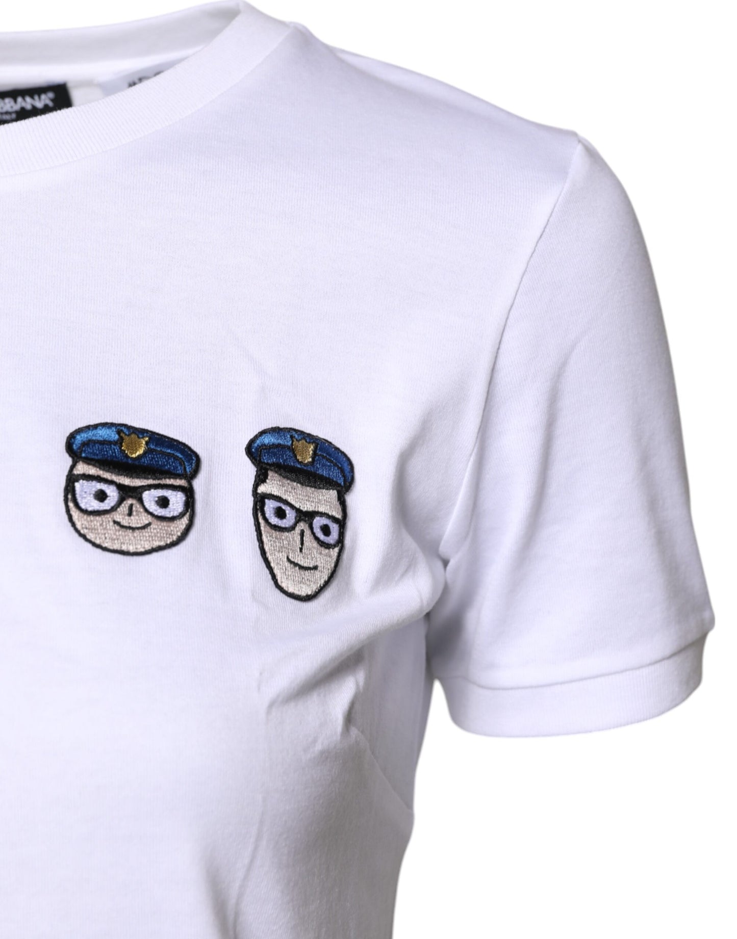 Camiseta blanca de algodón con cuello redondo #DGFamily