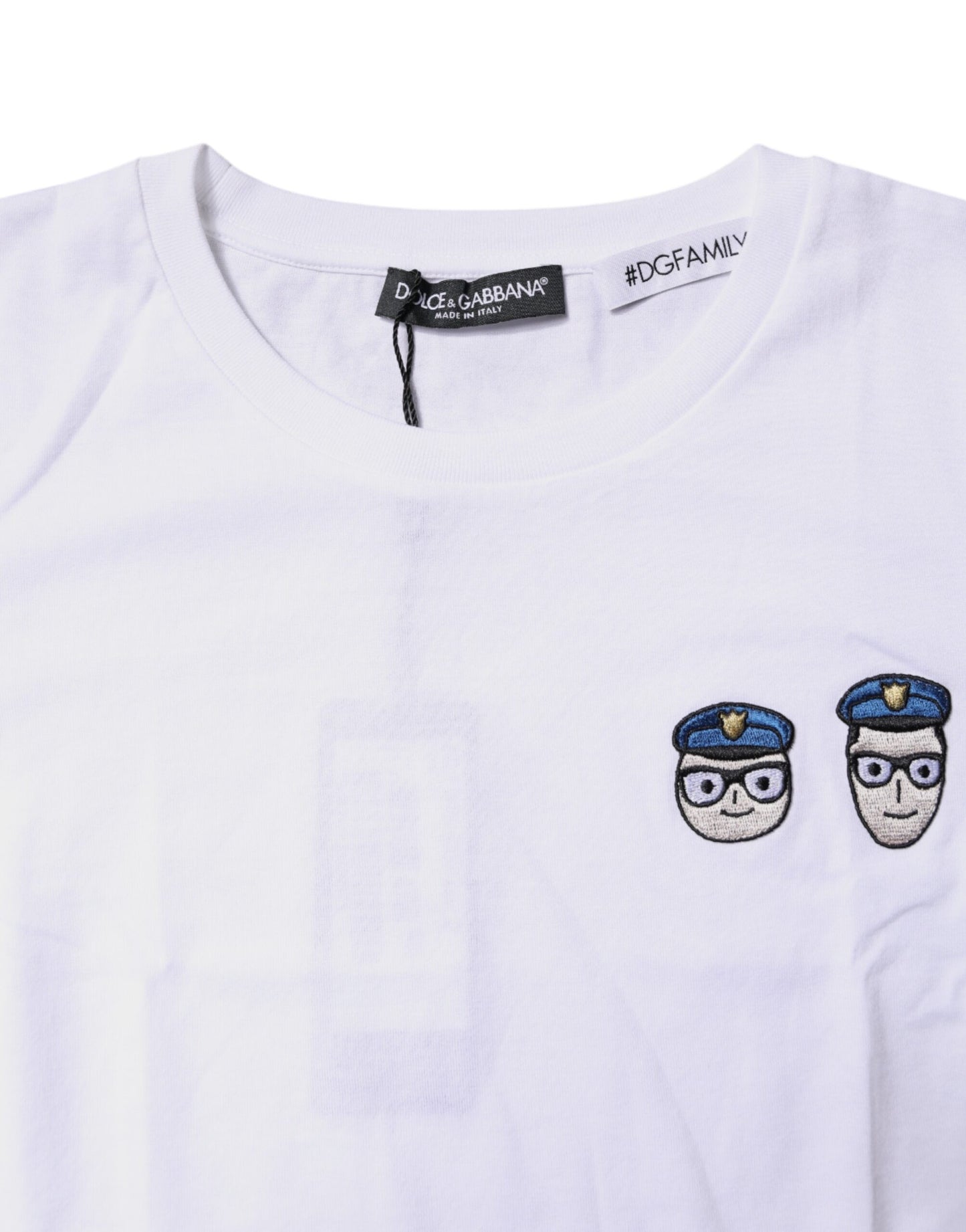 Camiseta blanca de algodón con cuello redondo #DGFamily