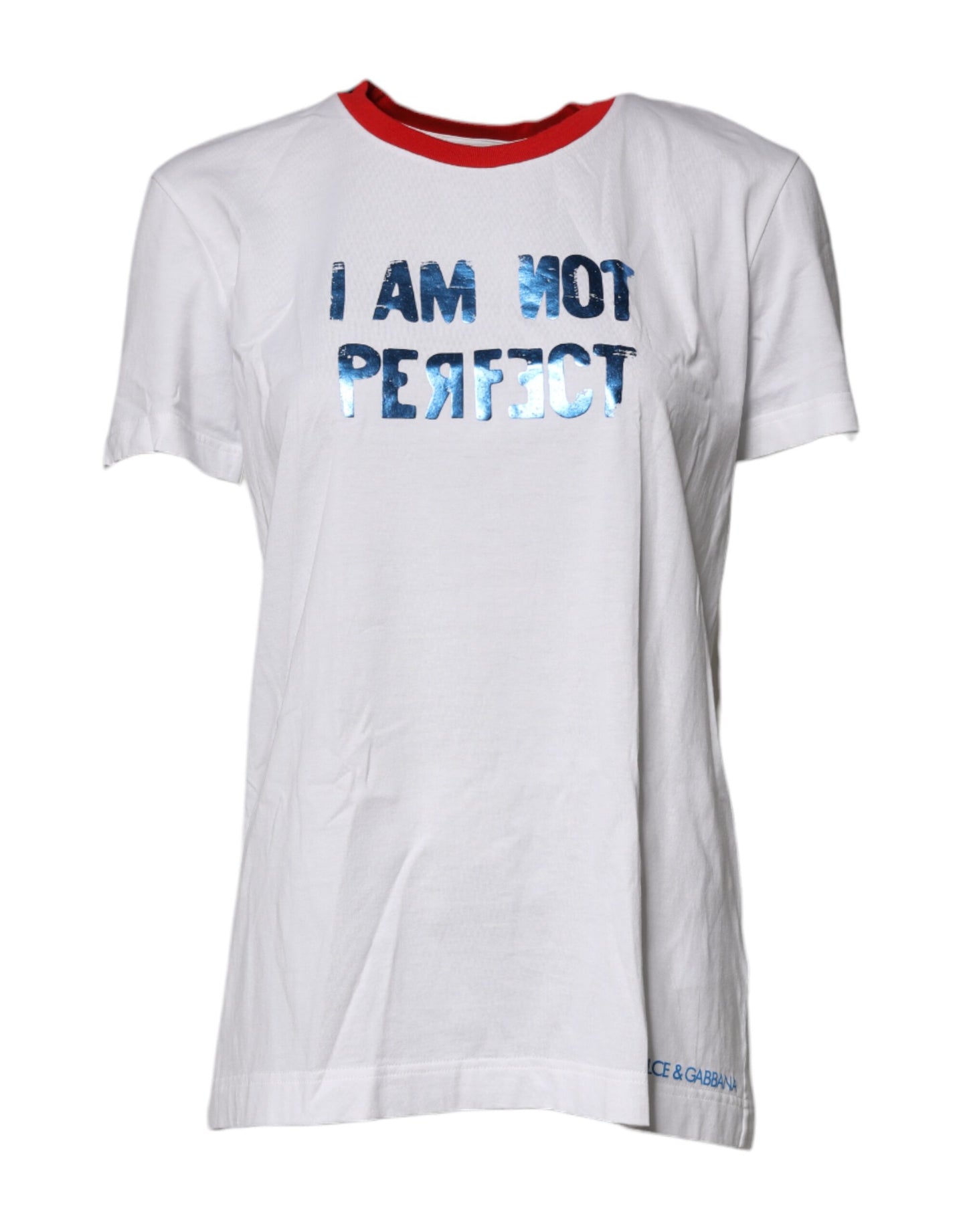 Camiseta blanca de algodón con cuello redondo y estampado gráfico