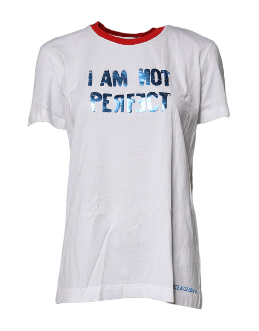 Camiseta blanca de algodón con cuello redondo y estampado gráfico