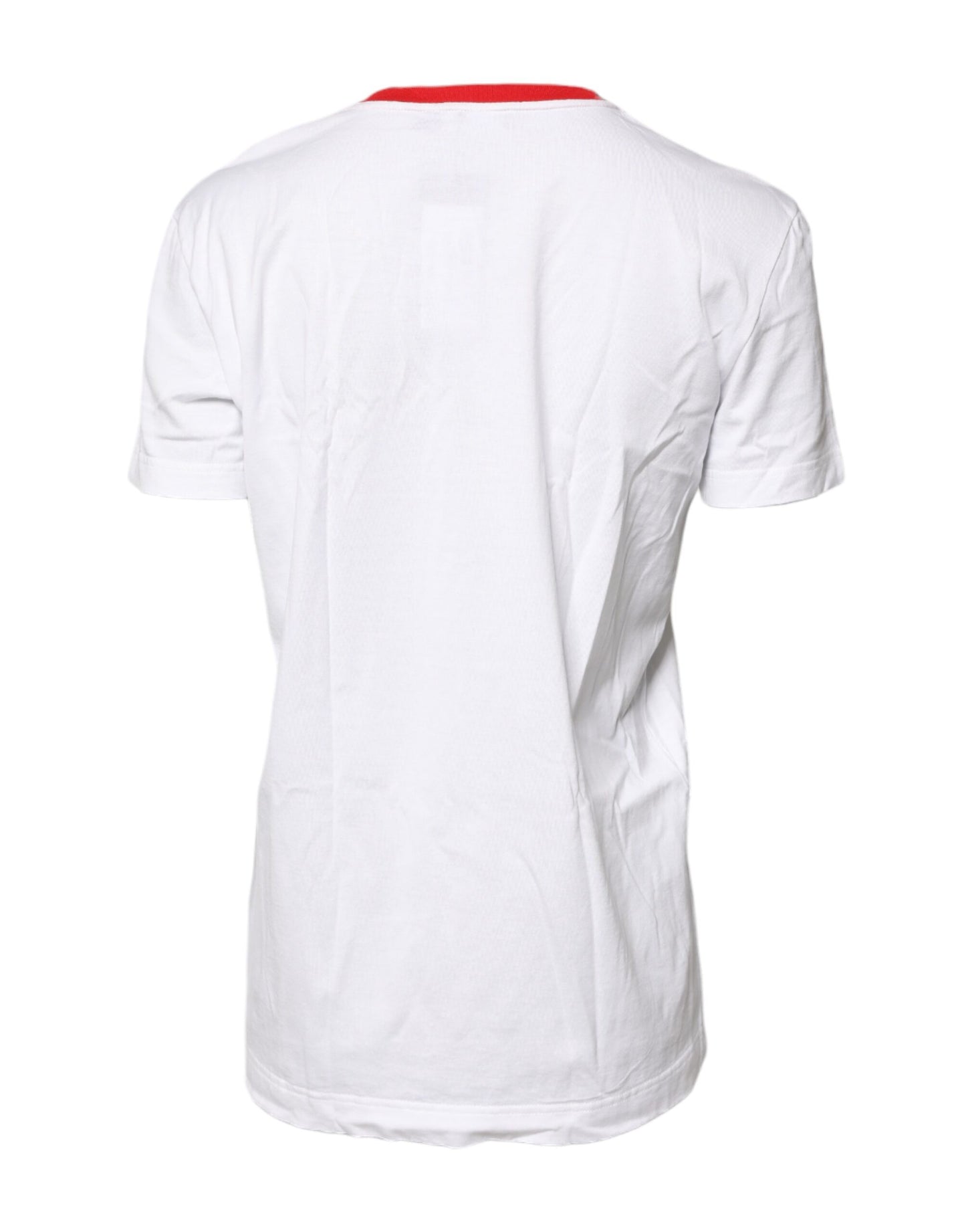 Camiseta blanca de algodón con cuello redondo y estampado gráfico