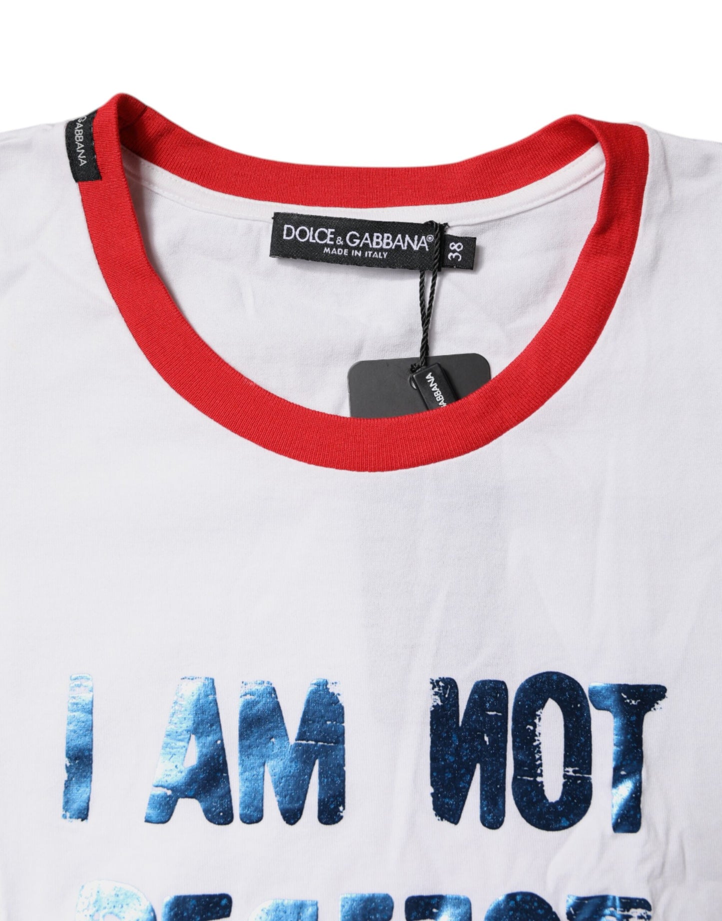Camiseta blanca de algodón con cuello redondo y estampado gráfico