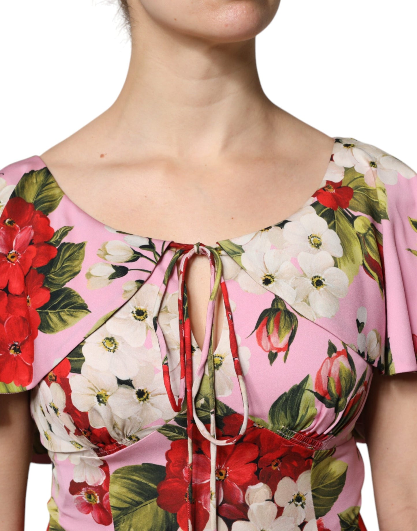 Blusa de manga corta de seda con estampado floral rosa