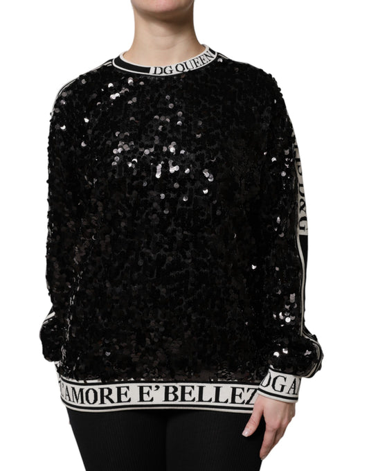 Pull à paillettes noir DG Queen