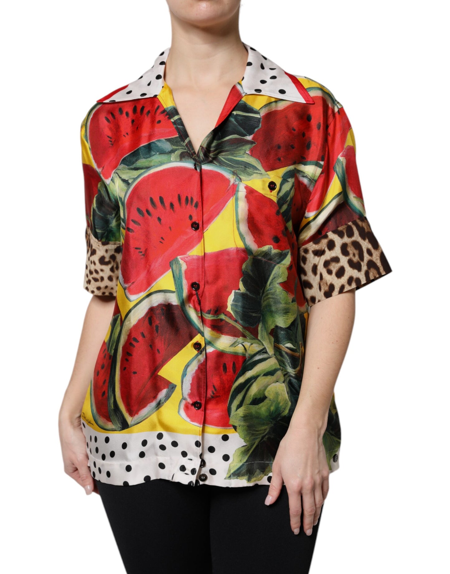 Camisa con cuello sandía multicolor