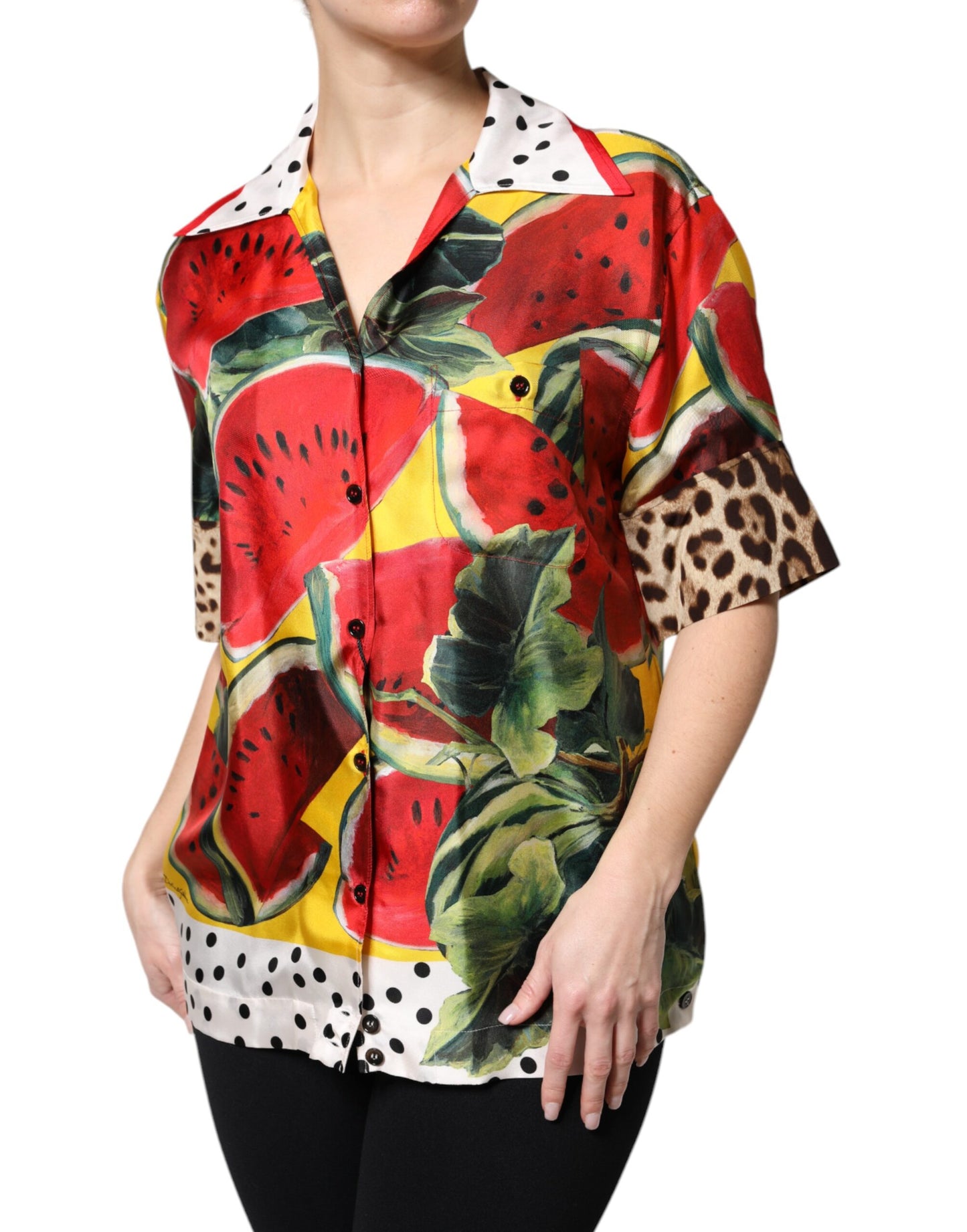 Camisa con cuello sandía multicolor