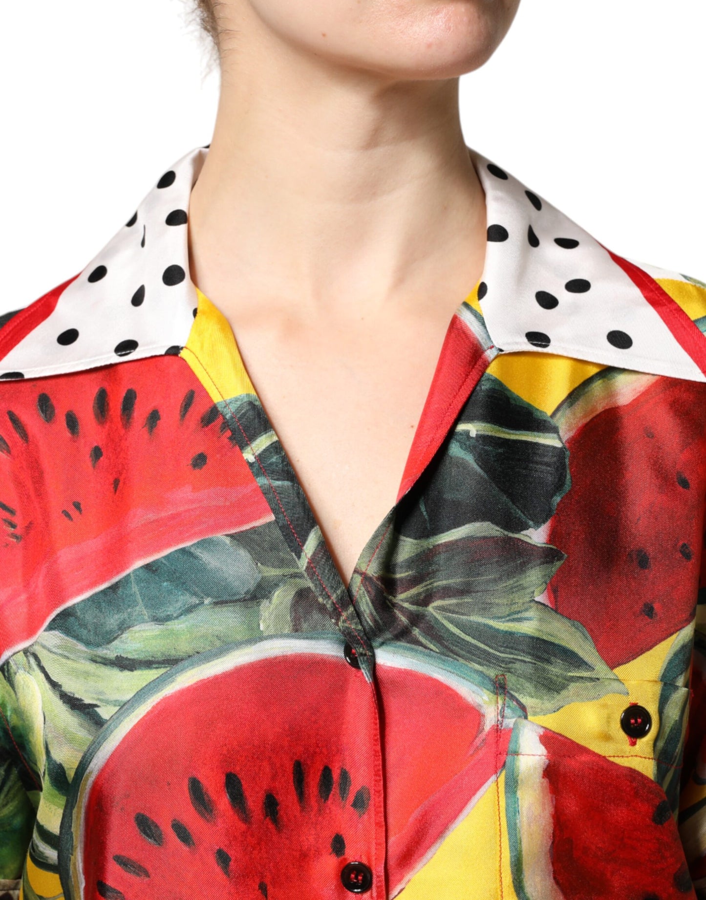 Camisa con cuello sandía multicolor