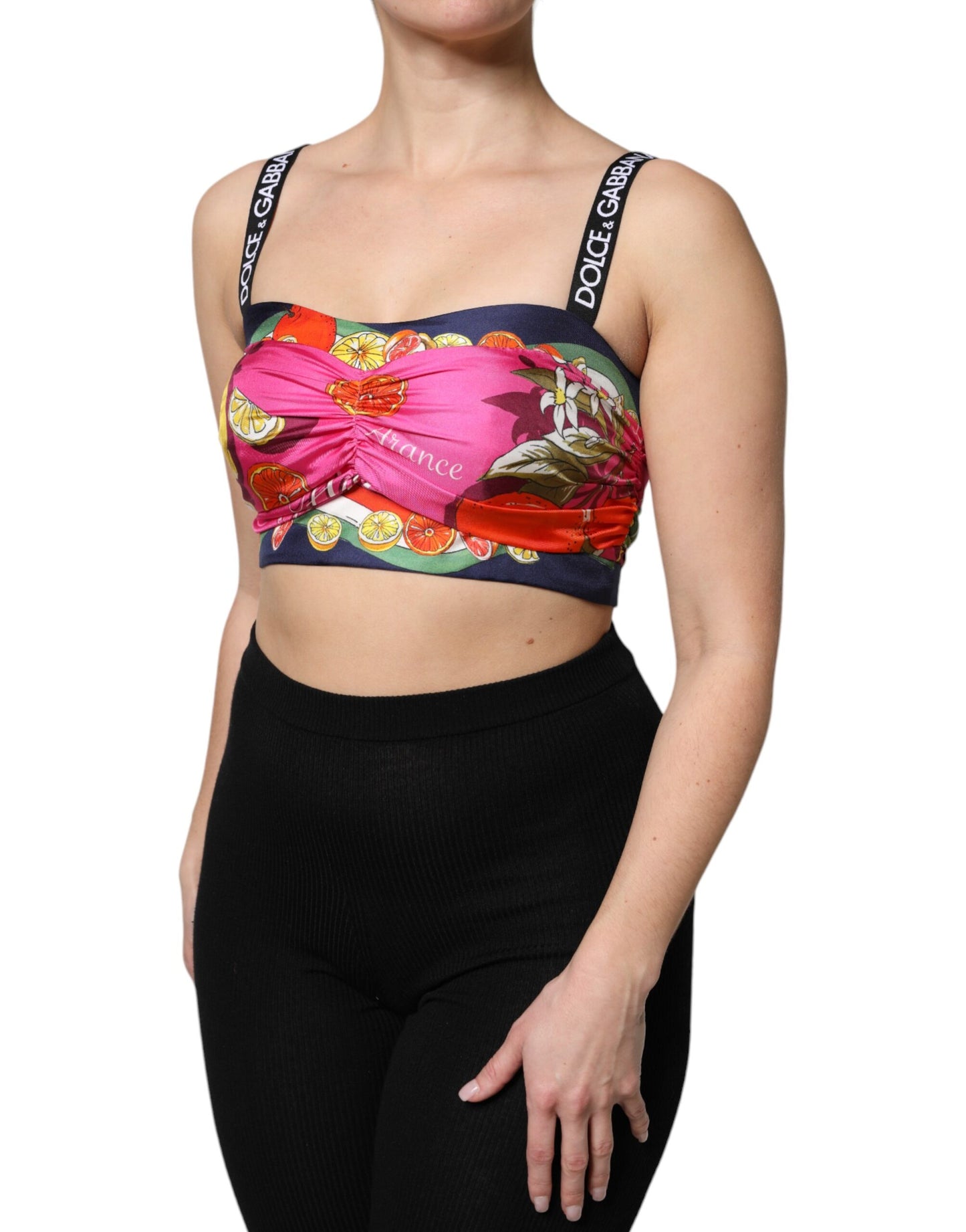 Top corto sin mangas con estampado floral multicolor